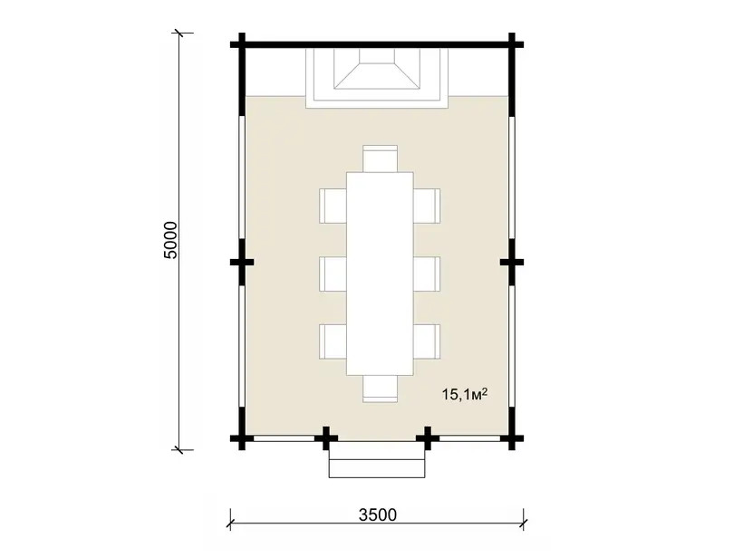 Планировка: Беседка 3,5 × 5 м