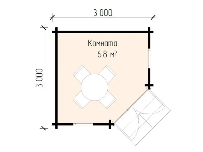 Планировка: Беседка 3 × 3 м