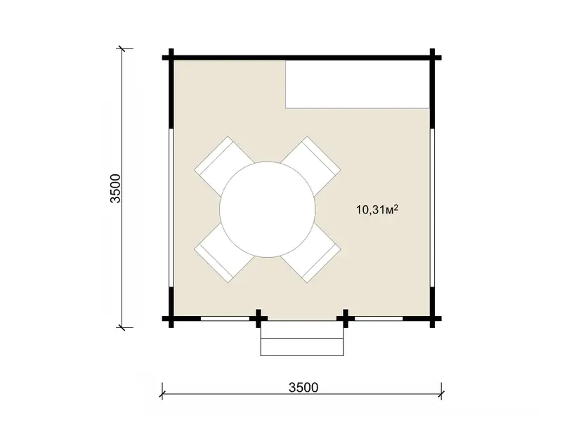 Планировка: Беседка 3,5 × 3,5 м