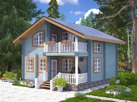Дом 7,6 × 8,1 м, 4 спальни, 2 этажа