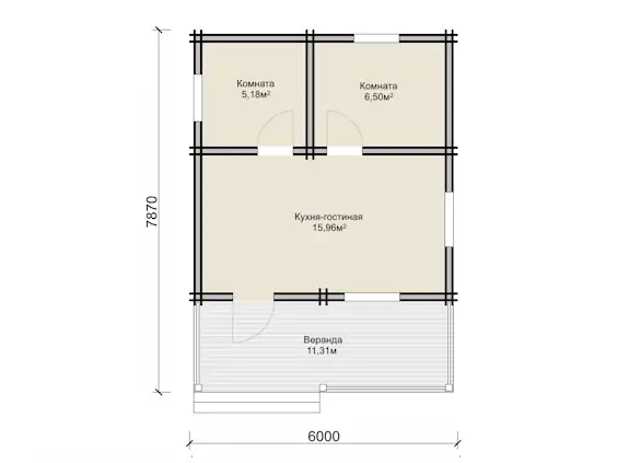 Планировка: Дом 6 × 7,9 м