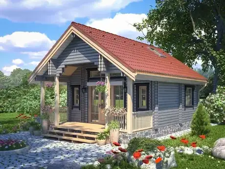 Дом 6 × 7,9 м, 1 спальня, 2 этажа
