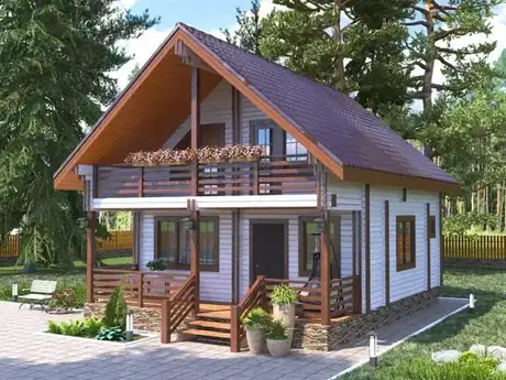 Дом 7,2 × 9,1 м, 4 спальни, 2 этажа