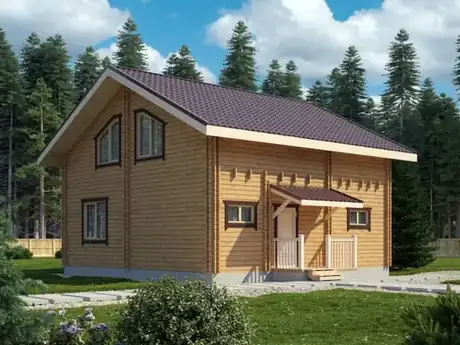 Дом 8,8 × 7,7 м, 2 спальни, 2 этажа