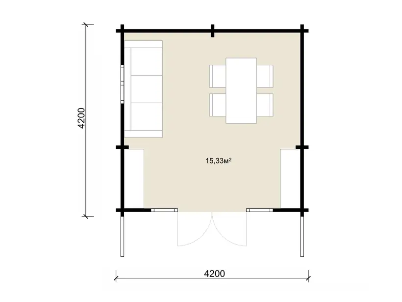 Планировка: Садовый домик 4,2 × 4,2 м